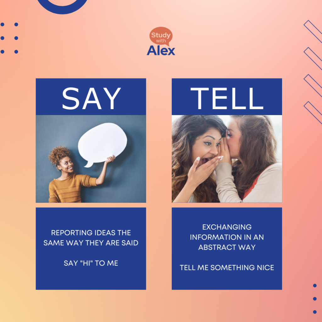 information graphic to tell between say and tell