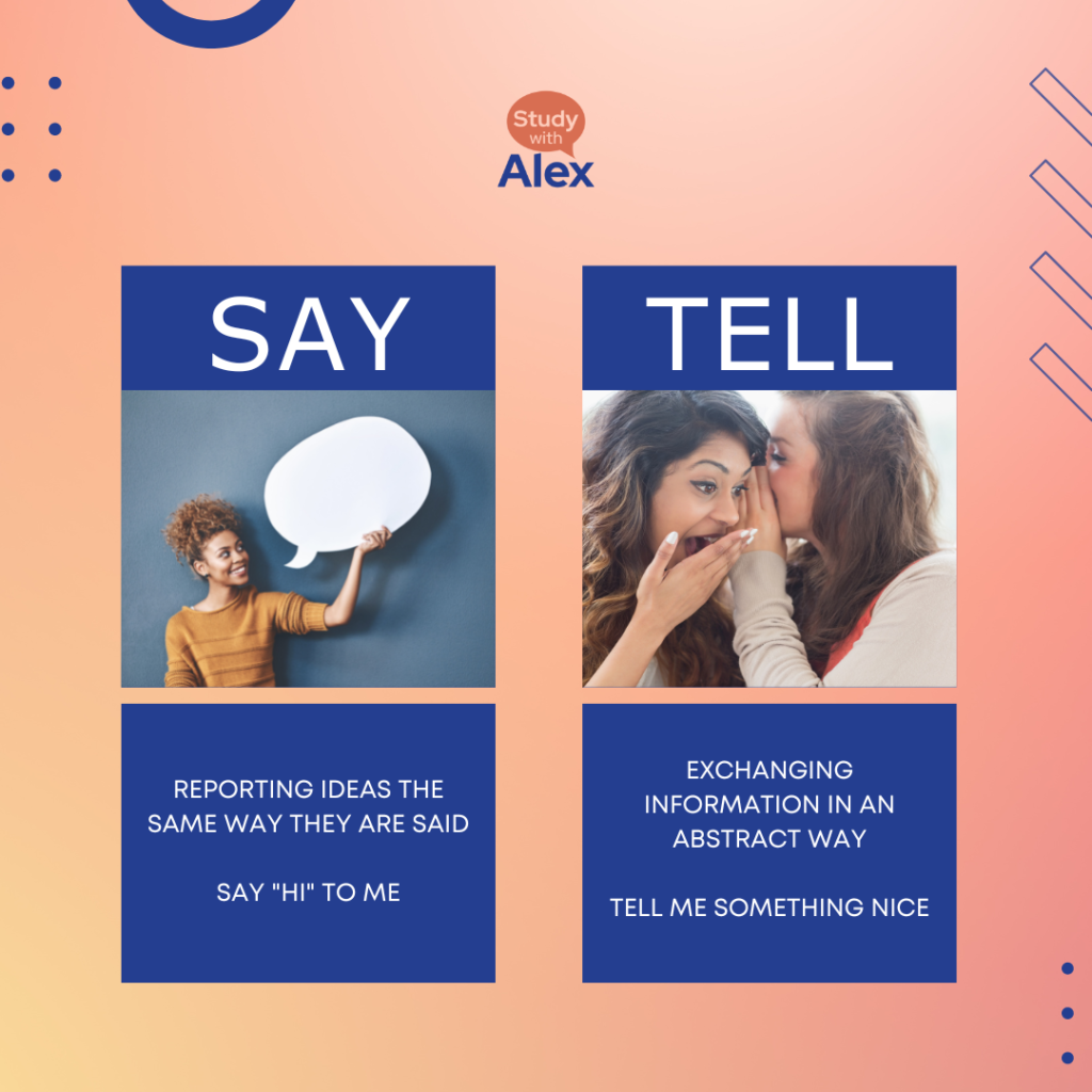 Say vs tell (vs talk vs speak): what's the difference? - Study with Alex